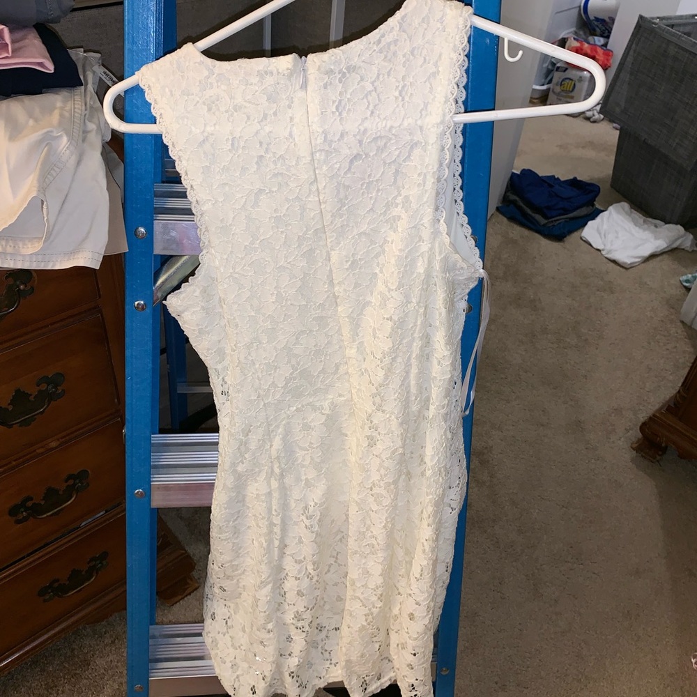 White lace dress for bridal showers / rehearsal